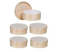 Lot de 5 Boîtes rondes en bois avec couvercle et intérieur recouvert de papier alimentaire : maison, cuisine, rangement, loisir créatif, DIY, personnalisable, alimentaire, boîte à camembert (8x4cm)