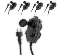 Lot de 5 boîtiers de dérivation 4 prises IP44 5m - Noir - Zenitech