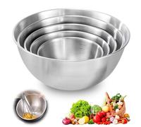 Lot de 5 bols en acier inoxydable, bol à salade, bol en acier inoxydable, bol de mélange, bol de cuisine, 1 l, 1,5 l, 2 l, 2,5 l, 3,5 l, pour la cuisine, peu encombrant