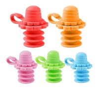 Lot de 5 bouchons de bouteille en silicone anti-déversement - Panier pliable - 5 cm - Bouchon étanche pour bouteille d'eau - Protection souple de la bouche - Pour voyage, école, pique-nique, voyages