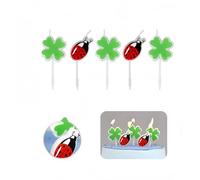 Lot de 5 bougies d'anniversaire avec coccinelle et trèfle à quatre feuilles porte chance décoration de diplôme, baptême