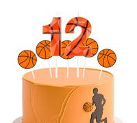 Lot de 5 bougies d'anniversaire en papier cartonné pour 12e anniversaire Motif basketball 3D Pour filles et garçons
