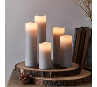Lot de 5 Bougies Piliers Grises avec Télécommande