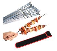 Lot de 5 brochettes professionnelles en acier inoxydable pour barbecue - Extra larges : 1 cm - Épaisseur : 2 mm - Épaisseur : 60 cm - Brochettes à viande - Mangal, Schampura, brochettes, kewers, kebap