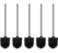 Lot de 5 brosses de toilettes noires - Brosses d'un diamètre de 8 cm - Brosses avec manche en acier inoxydable - Brosses de toilettes au design élégant et raffiné - Têtes de brosse amovibles