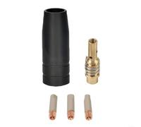 Lot de 5 buses de soudage MIG avec buses de contact en cuivre de 0,6 à 1,2 mm et support pour brûleur MB15AK, revêtement noir pour réduire les scories (1,2 mm)