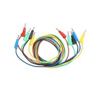Lot de 5 câbles de mesure avec fiche banane de 4 mm, câble en PVC flexible de 100 cm, cuivre nickelé pour multimètre, isolation extensible pour un contrôle sûr en laboratoire, noir, bleu, vert, jaune