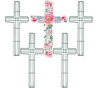 Lot de 5 cadres de couronne en métal en forme de croix pour Noël, Pâques, Nouvel An, jardin, église religieuse, projets d'artisanat d'intérieur et d'extérieur à suspendre, 40,6 cm