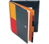 Lot de 5 Cahier ORGANISERBOOK spirales, 160 pages perforées, 80g, ligné 6mm, Format 21 x 31,8 cm, Couverture polypro orange