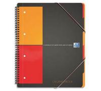 Lot de 5 Cahier ORGANISERBOOK spirales, 160 pages perforées, 80g, Quadrillé 5 x 5, Format 21 x 31,8 cm, Couverture polypro gris