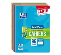 Oxford Cahiers piqués 24 x 32 cm Grands carreaux Seyès 96 pages 90 g – Lot de 5