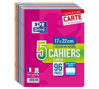 Oxford – Lot de 5 cahiers agrafés Color Life 17 x 22 cm 96 pages grands carreaux Seyès 90 g