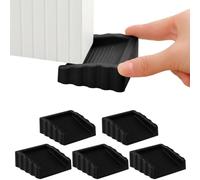 Lot de 5 Cale Porte Caoutchouc, Bloque Porte Sol Antidérapant Robuste, Cale-Porte de Qualité Supérieure pour Intérieur/Extérieur - Idéal Contre Le Vent, Hauteur 2,5 cm (Noir)