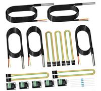Lot de 5 capteurs de température étanches à 1 fil -55 °C à 125 °C pour | Acier inoxydable, plage de -55 °C à 125 °C, précision ± 0,5 °C, interface 1 fil, pour Arduino pour Raspberry Pi pour esp32