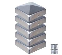 Lot de 5 capuchons de poteaux 10 x 10 cm en ATTAS avec vis en métal pour poteaux en bois et poteaux métalliques 100 x 100 mm, capuchons de protection en acier galvanisé, forme pyramidale