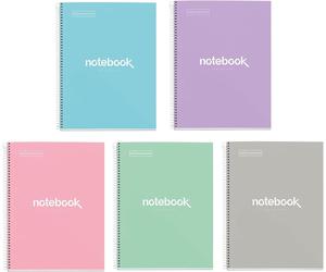 Lot de 5 carnets A4 avec des feuilles pointillées, couverture rigide et reliure spirale, 80 feuilles par carnet