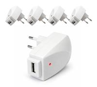 Lot de 5 Chargeurs Secteur USB 1A Prise coudée compacte - Adaptateur USB-A Femelle pour Lampe, Ventilateur, Accessoires - Prise Type C 2 Broches