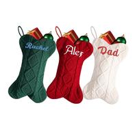 Lot de 5 chaussettes de Noël amusantes à faire soi-même pour grand chien avec nom brodé, nom personnalisé brodé en os tricoté avec nom pour cheminée de ferme, décoration à suspendre