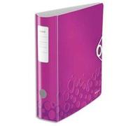 Lot de 5 Classeurs à levier WOW 180° en polypropylène. Dos 75mm. Fermeture par élastique. Coloris violet G