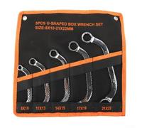 Lot de 5 clés à cliquet doubles en forme de U en acier au chrome vanadium 12 points pour kit de nneau Argenté 8 x 10 à 21 x 22 mm pour réparations automobiles et projets de bricolage