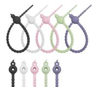 Lot de 5 clips de scellage de en silicone, attaches de cordon élastiques polyvalentes pour la gestion des fils, organisateurs de cordons en caoutchouc réutilisables, enveloppes polyvalentes