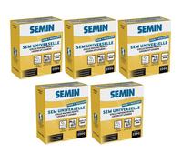 SEMIN Sem-Universelle - Colle Papier Peint en Poudre - 5 X 250 g - Pour Papiers Peints Légers et Lourds - Prête en 3 Minutes - Transparente après Séchage - Jusqu’à 7 Rouleaux - Fabriquée en France