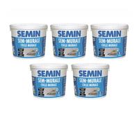Lot de 5 colles pour toiles de verre et revêtements muraux légers en pâte Semin Sem-Murale - prêt à l'emploi - seau de 5 kg