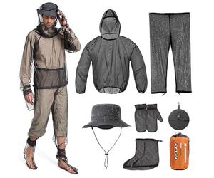 Lot de 5 combinaisons anti-moustiques avec chapeau de moucheron, protection contre les moustiques, filet léger en maille, vêtements d'été avec veste, gants, pantalon pour la pêche, le camping, la