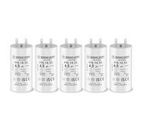 Lot de 5 Condensateurs 4,5 uF pour Volet Roulant SOMFY, SIMU, NICE - Remplacement Condensateur de Moteur Haute Qualité 17Nm - Condensateur Cylindrique Deux Cosses 2,8mm Type Faston - Moteur de Store