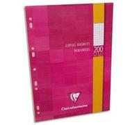 Lot de 5 Copies doubles perforées blanches, Format 21 x 29,7 cm, 200 pages, Quadrillé 5 x 5, 90g - Sous étuis carton - G