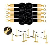 Lot de 5 cordes extra longues en velours noir de 3 m avec crochets - Corde d'événement de qualité supérieure pour contrôle de la foule, barrière VIP gestion des files d'attente et utilisation