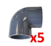 Lot de 5 Coudes angle 90° Pvc pression diam. 50
