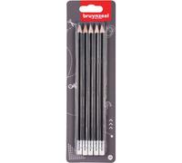 Lot De 5 Crayons Graphite Hb - Embout Gomme - Bruynzeel