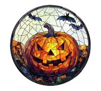 Lot de 5 décorations de fenêtre d'Halloween en acrylique 2D à suspendre avec film changeant de couleur (citrouille/squelette/motifs) 20 x 20 x 0,3 cm Gfm619 (A, 20 x 20 x 0,3 cm)