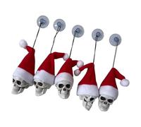 Lot de 5 décorations de sapin de Noël avec tête de mort et chapeau de Père Noël pour cheminée, porte, fenêtre, festival, squelette à suspendre