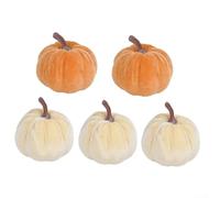 Lot de 5 décorations en velours en forme de citrouille - Décoration d'automne pour Thanksgiving et Halloween - Décoration d'intérieur douce - 7 x 7 cm - Décoration de table festive (2 à 5)