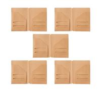 Lot de 5 dossiers en papier kraft, format passeport pour voyageurs, accessoires de bloc-notes, porte-cartes, tickets, multi-compartiments de rangement pour journal de voyage, 12,5 x 9,5 cm