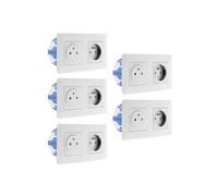 Lot de 5 doubles prises affleurantes Artezo 2P+T + boîte - blanc -