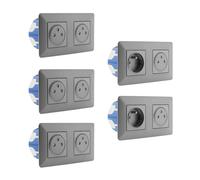 Lot de 5 doubles prises affleurantes Artezo 2P+T + boîte - titanium - Zenitech