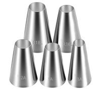 Lot de 5 Douille Patisserie Professionnelle, Douilles Rondes à Pâtisserie Glaçage en Acier Inoxydable Forme Ronde, Grande Douille de Glaçage en Acier Inoxydable Sans Couture pour Gâteau Et Crème