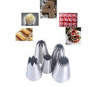 Lot de 5 douilles à douille avec grande étoile pour gâteau, cupcakes, biscuits, crème (1A, 1C, 1E, 100 m, 2,7 m)