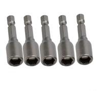 Lot de 5 douilles magnétiques pour tourne-écrous à tige hexagonale de 35,6 cm en acier au chrome vanadium pour perceuse électrique et tournevis compatibles avec 6, 8, 10, 12, 13 mm, portée étendue (5