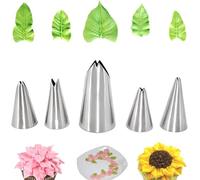Lot de 5 douilles russes en acier inoxydable en forme de feuille argentée pour décoration de gâteaux, accessoires de décoration de gâteaux, outils de décoration de gâteaux