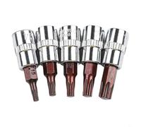 Lot de 5 douilles Torx de 6,35 mm, tailles T15-T40, alliage d'acier trempé par induction pour travaux automobiles et électroniques