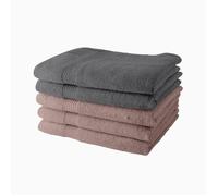 Today – Lot de 5 draps de bain 70x130 cm 100% coton – 3 roses des sables + 2 acier