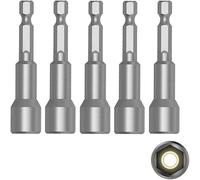 Lot de 5 embouts de tournevis magnétiques de 10 mm avec tige hexagonale de | Douille à changement rapide, compatible avec perceuse à percussion, utilisation électrique et pneumatique