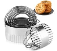 Lot de 5 emporte-pièces ronds cannelés en acier inoxydable avec poignée pour pâtisserie, pâte, fondant, beignet, décoration de gâteau