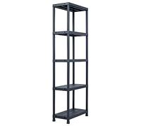 Lot de 5 étagères de rangement en plastique noir 60 x 30 x 180 cm avec capacité de charge de 125 kg par étagère, étagère emboîtable pour atelier, cave, garage, système d'étagères robuste pour