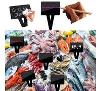 Lot de 5 étiquettes de prix pour supermarché, fruits de mer surgelés, en acrylique noir, avec clip, effaçable, enfichable, réinscriptible, promotionnelles, carrées, étanches