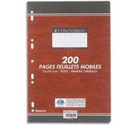 Lot de 5 Etui carton, 200 pages, feuillets mobiles, 90g perforés, Format 21 x 29,7 cm (A4), Seyès, blanc G